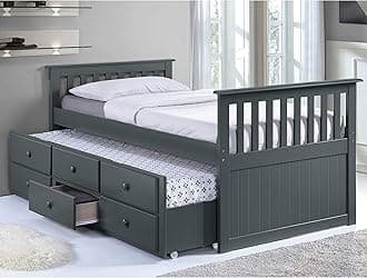 Broyhill Kids Marco Island Captain's Bed with Trundle Bed and Drawers, Twin, Gray, Twin-Sized Mattress (Not Included), Bunk Bed Alternative, Great for Sleepovers, Underbed Storage/Organization