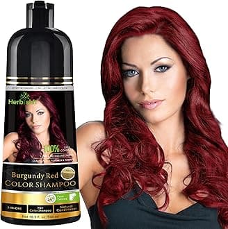 Herbishh Color Shampoo for Gray Hair Coverage (Burgundy) –Hair Dye 3-in-1 Shampoo- Colors in Minutes – Lasts Up To 2-3 Weeks – 500 mL – Ideal for Men & Women