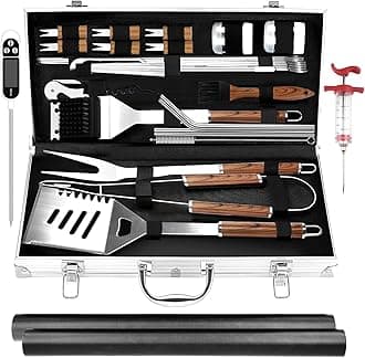 32-in-1 BBQ Tools Set Extra Thick Stainless Steel Grill Tool Set with Gift Wrapping Box, Premium Complete Outdoor BBQ Utensils Set Professional BBQ Accessories BBQ Kit for Men and Women Gift