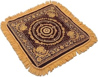 JAW Premium Chenille Velvet Multipurpose Decorative Sitting Prayer Mat/Aasan/Pad/Sedge for Pooja, Yoga, Dinner (Size 2 Ft X 2 Ft) (Coffee)