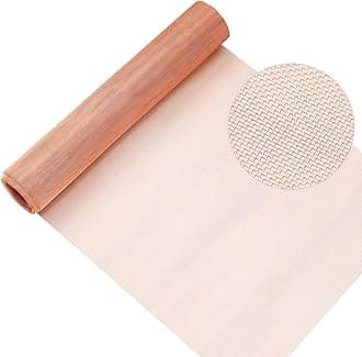 Therwen 36 Inch x 20 ft Copper Mesh Screen 99.9% Pure Copper 40 Mesh Roll Wire Fabric for Grounding Dense Filter Screen Woven Crafts Window Protection