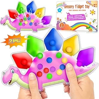 2PC Pink Dinosaur Color Sorting Sensory Toys, Montessori Toy for Toddler Girl Fine Motor Skill Game Learning Activities Quiet Calm Down Fidgets for Classroom Valentine GIfts Easter for 3 4 5 Year Old
