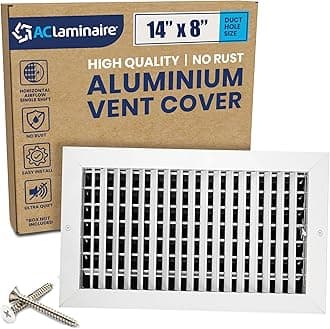 14" x 8" Duct Hole [15.6" x 9.6" Face] Aluminum Single Deflection Adjustable Air Supply Register with Multi-Shutter Damper - High Airflow - HVAC Wall Vent Cover