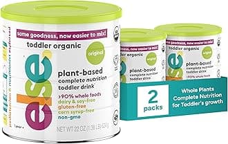 Else Nutrition Organic Toddler Formula, Plant-Based Original Nutritional Drink 12–36 Months Dairy & Soy Free, Supports Immunity & Balanced Growth, 20+ Essential Vitamins | Made in US (22oz, Pack of 2)