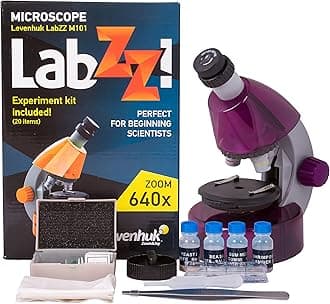 Levenhuk LabZZ M101 Amethyst 640x Portable Microscope for Kids, with LED Light, Science Kit & Colourful Book, Educational STEM Toys Set, Prepared Sample Slides, Gift Ideas for Children, 4+ Years (DE)