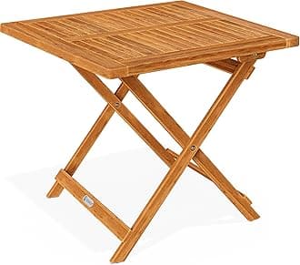 CASARIA® Wooden Garden Side Table | Coffee Bistro End Table | Folding Furniture | Solid Acacia Wood | 70x70x73cm | Fold Up Square Patio Balcony Outdoor | Weather-Resistant