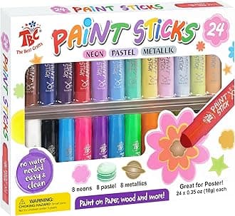 TBC The Best Crafts 24 Colors Mixed pack, Washable Paint, Non-toxic, Tempera Paint Sticks for Kids and Students
