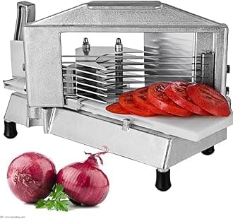 VEVOR Commercial Tomato Slicer 3/16 inch Heavy Duty Tomato Slicer Tomato Cutter with Built-in Cutting Board for Restaurant or Home Use (3/16 inch)