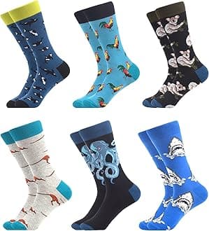 WeciBor Men's Colorful Novelty Patterned Casual Crew Socks Packs (057-26)