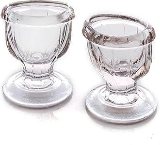 2activelife - Glass Eye Wash Cups (Set of 2) with Storage Container | Eye Cleaner Solution for Tired Eyes, Eyestrain, Makeup, and Dust | Eye-Shaped Rim for Eye Rinse and Cleansing - Transparent