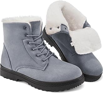 HARENCE Winter Snow Boots for Women: Warm Fur Lined Ankle Booties Lace Up Slip on Outdoor Walking Womens Boots