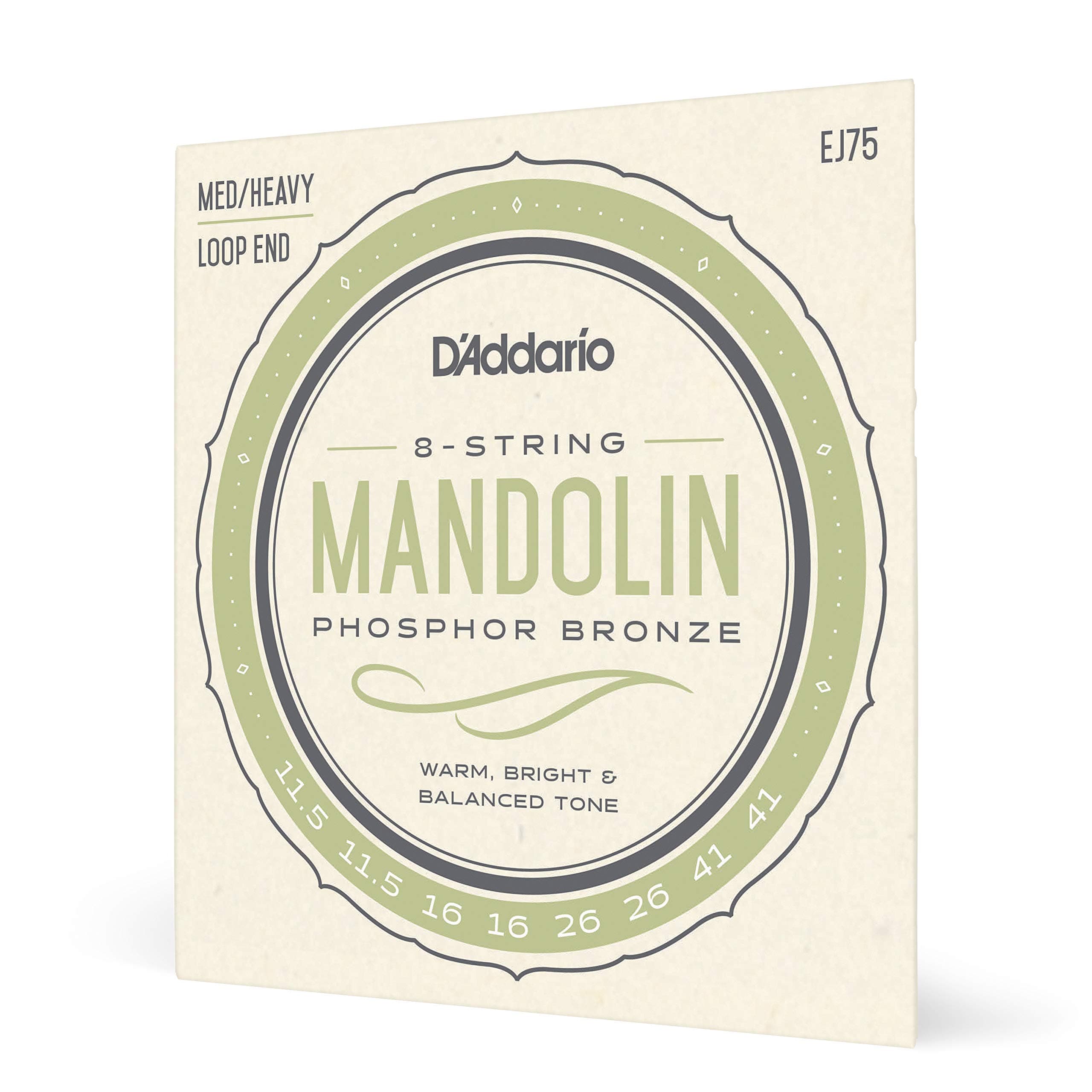 Mandolin Strings, Phosphor Bronze, EJ75, Medium/Heavy Gauge 11.5-41, 8-String Set, Pack of 1