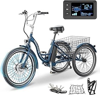 LILYPELLE Electric Tricycle for Adults, 350W 36V Electric Trike Motorized Three Wheel Electric Bicycle, 7 Speeds 3 Wheels 24" Adult Electric Tricycle with Large Basket
