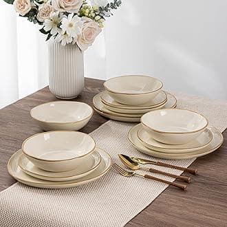 AmorArc Ceramic Dinnerware Sets,Handmade Reactive Glaze Stoneware Plates and Bowls Set,Highly Chip and Crack Resistant | Dishwasher & Microwave Safe Dishes Set,Service for 8 (24pc)