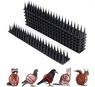 PlastKart Pigeon Spikes (Pack of 10) Anti Bird Control for Balcony, Railing, Home Window Protection from Pigeon, Dog, Monkey, Crow, Kabootar, Split AC, Spikes with Double Sided Tape (Black)