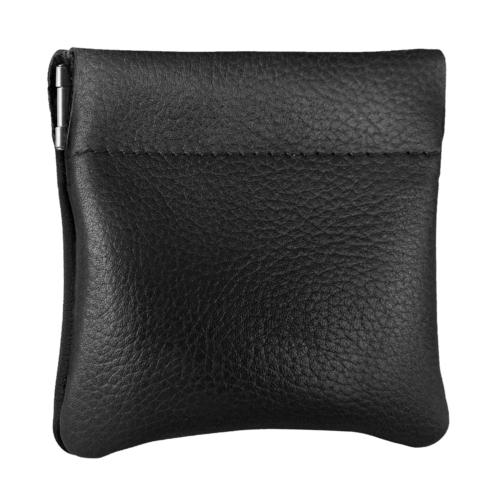 Genuine Leather Squeeze Coin Purse, Coin Pouch Made IN U.S.A. Change Holder For Men/Woman Size 3.5 X 3.5