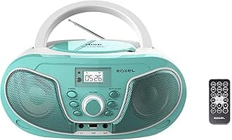 RCD-S70BT Portable Boombox CD Player with Remote Control, FM Radio, USB MP3 Playback, 3.5mm AUX Input, Headphone Jack, LED Display Wireless Music Streaming(Teal)