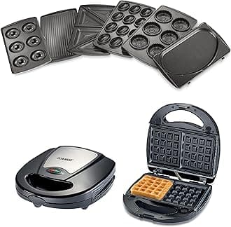 Sonashi 7-in-1 Multi Snack Maker SSM-862 - Detachable Sandwich, Grill, Donut, Waffle, Cupcake, Nutty, Omelet Making Plates | Kitchen Appliances