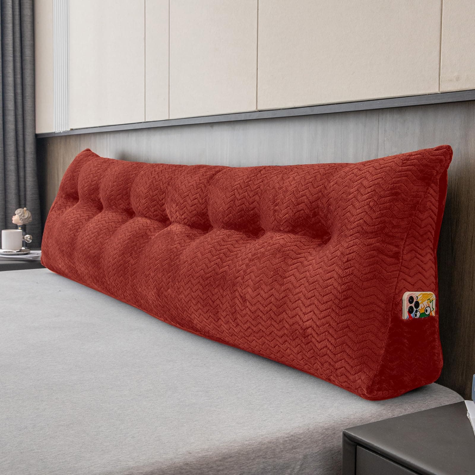 Large Bolster Triangular Headboard Wedge Backrest Positioning Support Bed Rest Reading Pillows Headboard Wedge Pillows for Day Bed with Removable Cover