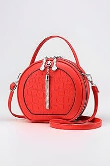 VISMIINTREND Stylish Leather Round Crossbody Sling Side Shoulder Hand Bags for Women | Daily Use | Mobile Phone Bag | Ladies Purse | Birthday Gift for Teenager Girls | Wife | Rakhi Gifts for Sisters