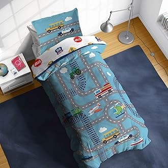 Sunny Side Up On The Go Twin Comforter Set - 5 Piece Kids Bedding Includes Comforter, Sheets & Pillow Cover - Super Soft Vehicles Microfiber Bed SetOEKO-TEX STANDARD 100