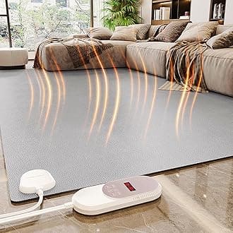 Heated Floor Mat, Winter Electric Heating Pad with 9H Timers & 6 Adjustable, Foot Warmer Area Rugs, Heated Feet Rest Carpet for Home Office Living Room (140x200cm)