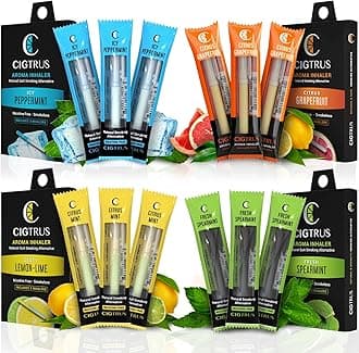 Cigtrus Quit Smoking Inhaler - Natural Refreshing, Smokeless Non Electric Diffuser Pen, No Nicotine or Vape – Menthol Assorted Flavors 12pk