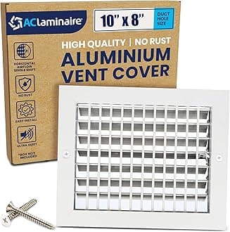 10" x 8" (Duct Opening) Register Vent Cover – Adjustable Single Deflection Aluminum HVAC Grille for Heater, Decorative Ceiling Wall Air Supply Multi-Shutter Damper – Durable & Rustproof ACLAMINAIRE
