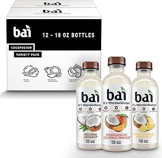 Bai Coconut Variety Pack, Antioxidant Infused Water Beverage, with Vitamin C and No Artificial Sweeteners, 18 fl oz bottles, 12 pack