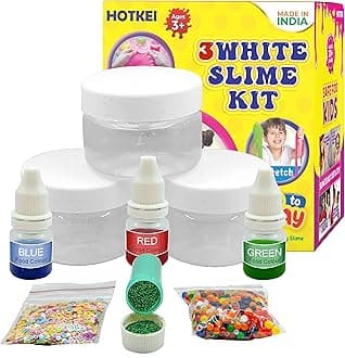 HOTKEI (3 Clear Slime Set) DIY Transparent Scented Slimy Slime Gel Jelly Air Dry Magical Crystal Clay Putty Toy for Girls boys Kids with Glitter| Charms | Star | Beads