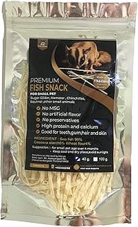 Premium Pet Food Supplies Fish Snack for Small Exotic pet,Sugar Glider, Hamster, Squirrel, Hedgehog, Chinchillas, Rabbit, Ferret, 40 g.