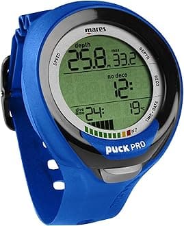 Mares Puck Pro+ Wrist Dive Computer | Ultra Flat Design Watch-Style One Button Control Underwater Scuba Diving Computer, Blue/Black