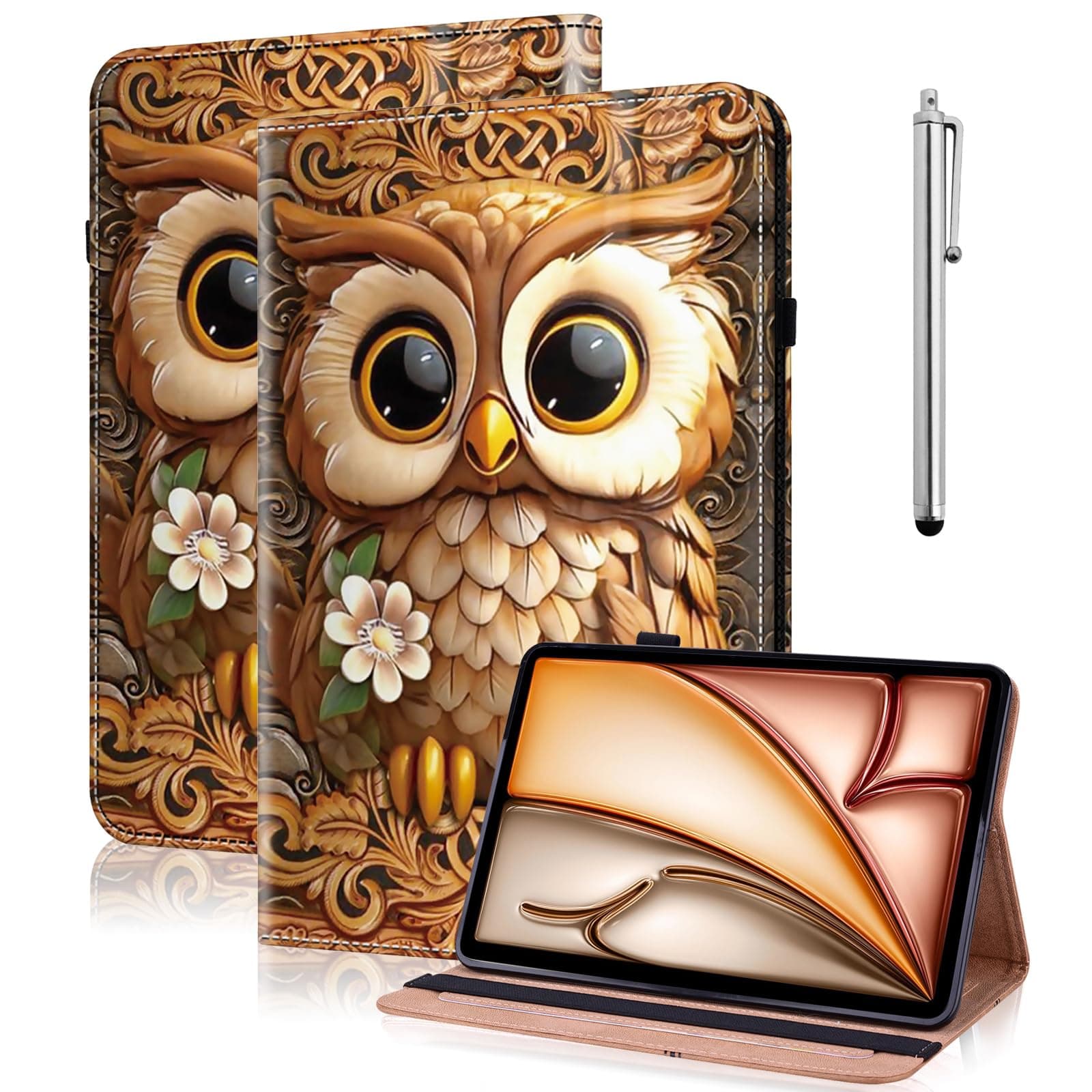 - Case for Google Pixel Tablet Case 2023, PU Leather Tablet Cases Flip Folio Multi-Angle Viewing Stand Protective Cover with Card Slots - Brown Owl