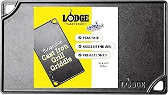 Lodge Pre Seasoned Cast Iron Rectangular Reversible Grill/Griddle, Black, 16.75 X 9.5 Inch,LDP3