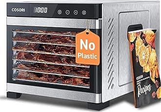 Premium Food Dehydrator Machine(50 Free Recipes), 6 Stainless Steel Trays with Digital Timer and Temperature Control for Beef,Jerky,Fruit,Dog Treats,Herbs