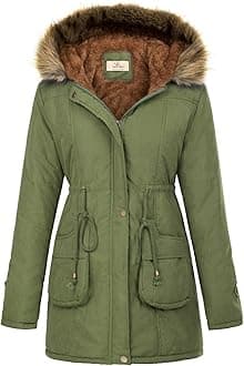 GRACE KARIN Women's Winter Coats Fleece Parkas Anoraks Hooded Military Jacket Coats