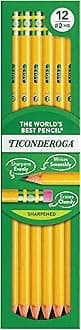 Ticonderoga Wood-Cased Pencils, Pre-Sharpened, 2 HB Soft, Yellow, 12 Count