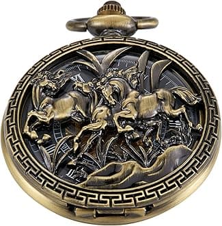 Antique Mechanical Pocket Watch for Men，Irregular Octagon Skeleton Pocket Watch, Roman Numeral Dial with Chain + Box