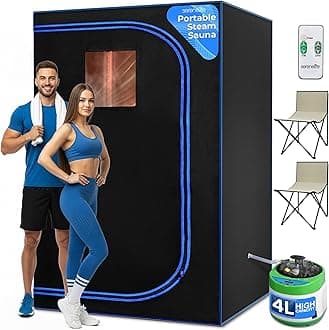 SereneLife Mobile Sauna, Mini Sauna for 2 People, Mobile Steam Sauna for Home, Portable Sauna, Home Sauna, Sauna Accessories: Steam Generator, 2 Chairs, Controller for Heat and Time Setting