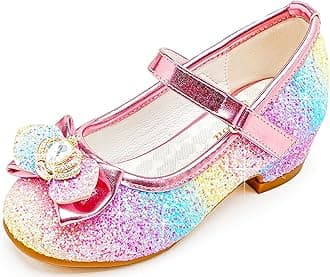 Walofou Flower Girls Wedding Party Heel Princess Shoes Flats for Kid Toddler