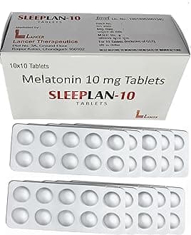 Sleeplan-10 Melatonin 10mg Tablets, (Pack of 100 Tablets), Natural Supplement For Sleep Support | Anti Oxidant Supplements