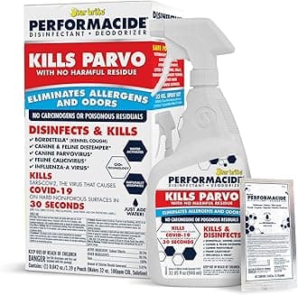 PERFORMACIDE No-Rinse Disinfectant / Deodorizer for Pet Surfaces | Kills Parvovirus, Ringworm, Feline Calicivirus, Avian Influenza (Bird Flu) Eco Friendly, Naturally Dissipates, Refillable, 32 OZ Kit