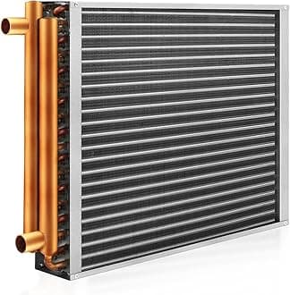 Water to Air Heat Exchanger 12x12 with 1" Copper Ports for Outdoor Wood Furnaces, Residential Heating and Cooling, and Forced Air Heating