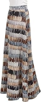 Lock and LoveWomen's Styleish Print/Solid High Waist Flare Long Maxi Skirt