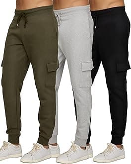 PURE CHAMP Mens 3 Pack Fleece Active Athletic Workout Jogger Sweatpants for Men with Zipper Pocket and Drawstring Size S-3XL