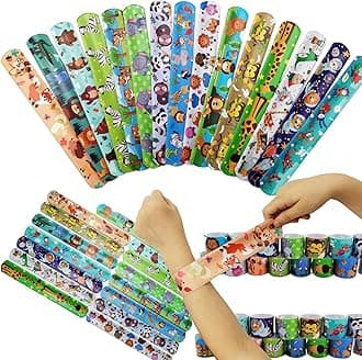Animal Slap Bracelets Wristband Slap Bands for Kids Party Bag Filler,30Pcs Forest Animals Snap Bracelet Bands Bulk for Kids Boys Girls Birthday Jungle Animal Party Favors Classroom Prizes Xmas Gifts