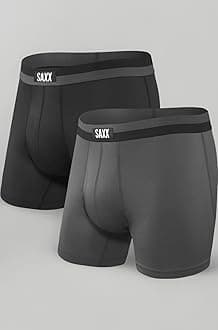 SAXX Underwear Co. Men's Underwear with Pouch Sport Mesh Boxer Brief Fly 2Pk