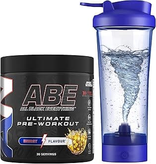 Applied Nutrition Bundle ABE Pre Workout 375g + Electric Shaker | All Black Everything Pre Workout Powder, Energy Drink, Physical Performance, Creatine, Beta Alanine, Caffeine (Energy Flavour)