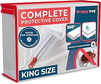 Bed Bugs Mattress Protector - Mattress Cover - Zipped Mattress Protector - Waterproof - Cotton Surface - King Size