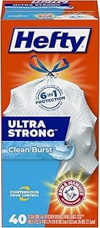 Ultra Strong Tall Kitchen Drawstring Trash Bag, Clean Burst, 40 Count